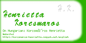 henrietta korcsmaros business card